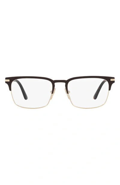 Prada 55mm Rectangular Optical Glasses In Pale Gold