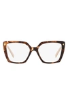 Prada 53mm Square Optical Glasses In Brown Tort