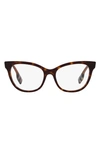 Burberry Evelyn 53mm Cat Eye Optical Glasses In Dark Havana