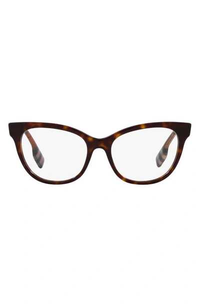 Burberry Evelyn 53mm Cat Eye Optical Glasses In Dark Havana