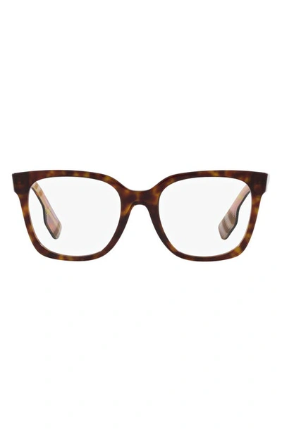 Burberry Evelyn 52mm Square Optical Glasses In Havana