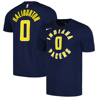 Nike Men's  Tyrese Haliburton Navy Indiana Pacers Icon 2022/23 Name And Number T-shirt
