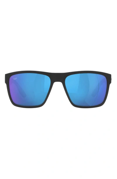 Costa Del Mar Paunch Xl Blue Mirror Polarized Glass Square Mens Sunglasses 6s9050 905001 59 In Black / Blue