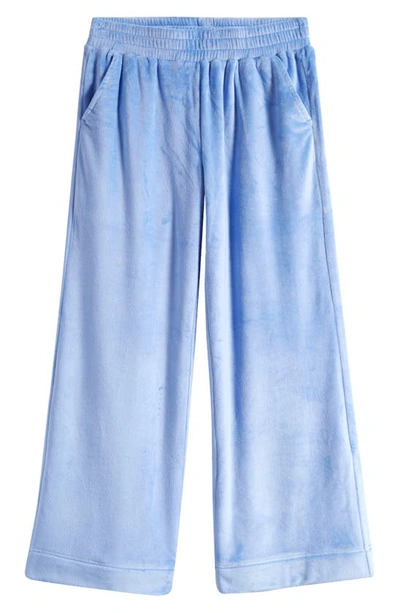 Zella Girl Kids' Velour Wide Leg Pants In Blue Cornflower