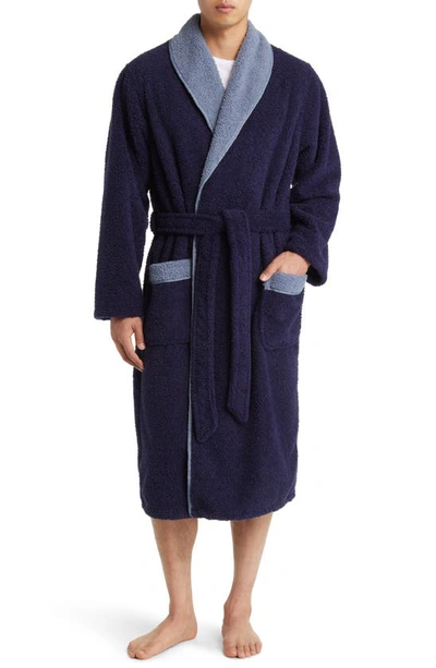 Nordstrom Shawl Collar Bouclé Dressing Gown In Navy Peacoat