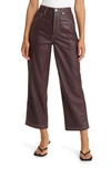 Blanknyc Baxter Rib Cage Faux Leather Carpenter Pants In Wine And Dine