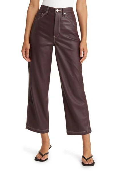 Blanknyc Baxter Rib Cage Faux Leather Carpenter Pants In Wine And Dine