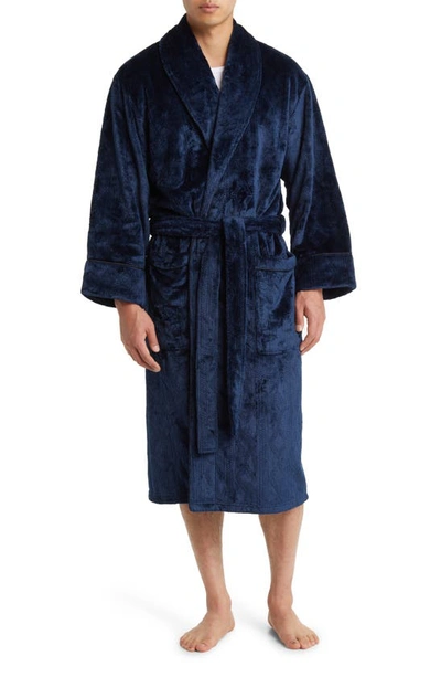 Daniel Buchler Laser Cut Heathered Robe In Navy