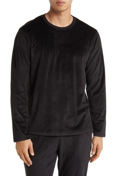 Daniel Buchler Chainlink Velour Long Sleeve Pyjama T-shirt In Black