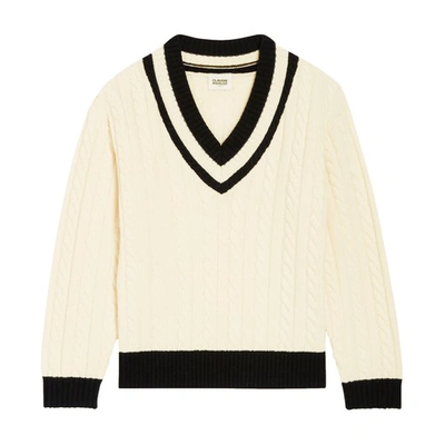 Claudie Pierlot Womens Divers Mike Contrast-trim Cable-knit Wool-blend Jumper In Multico