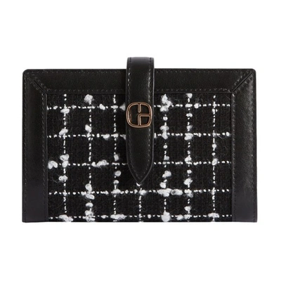 Claudie Pierlot Logo-charm Tweed Wallet In Schwarz