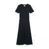 Claudie Pierlot Pleated Skirt Midi Dress In Marine