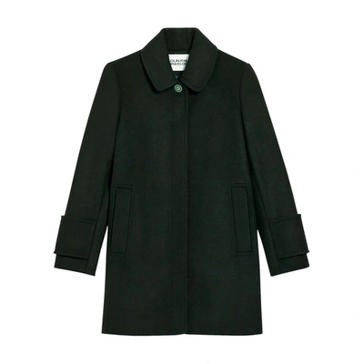 Claudie Pierlot Peter Pan Collared Coat In Schwarz