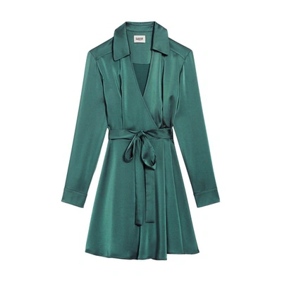 Claudie Pierlot Short Green Wrapover Dress In Vert