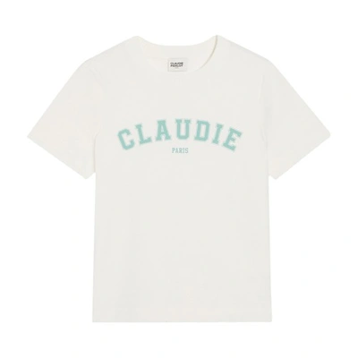 Claudie Pierlot Womens Naturels Trim Logo-print Short-sleeve Cotton T-shirt In Ecru