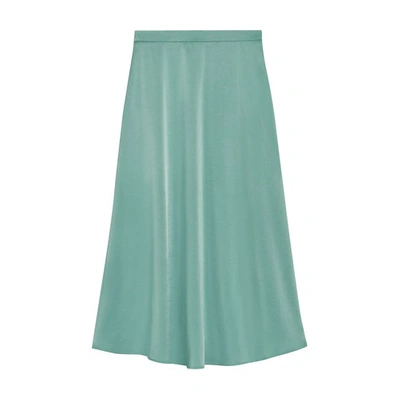 Claudie Pierlot Womens Verts Sapino High-waisted Satin Midi Skirt In Wasser_grun