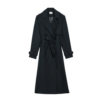 Claudie Pierlot Long Trench Coat In Marine