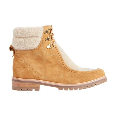 Claudie Pierlot Deerskin Toffee Ankle Boots In Karamell