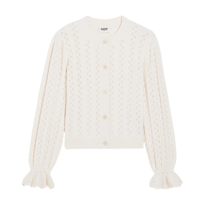 Claudie Pierlot Button-up Long-sleeve Knitted Cardigan In Ecru