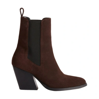 Claudie Pierlot Womens Bruns Rabica Pointed-toe Suede Heeled Ankle Boots In Schokolade
