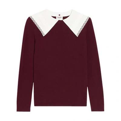 Claudie Pierlot Womens Rouges Madonia Statement-collar Long-sleeve Wool Jumper In Bordeaux