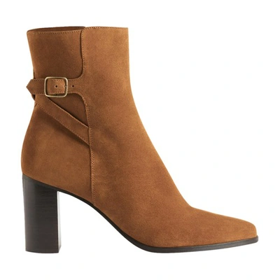 Claudie Pierlot Pointed-toe Suede Boots In Bruns