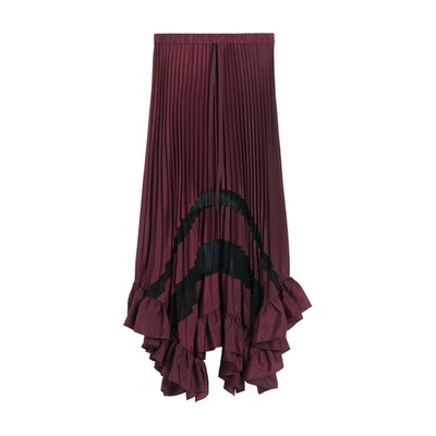 Claudie Pierlot Pleated Drawstring-waist Midi Skirt In Bordeaux