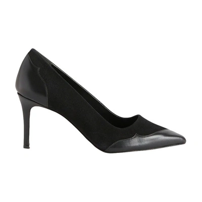 Claudie Pierlot Adelie Two-tone Leather Court Shoes In Noir / Gris