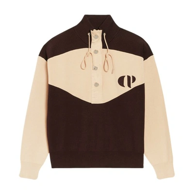 Claudie Pierlot Womens Rouges Minimum Logo-embroidered Half-zip Jersey Sweatshirt In Rouges