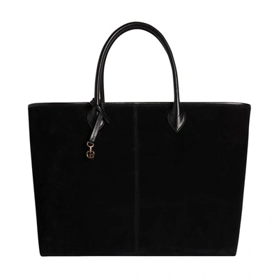 Claudie Pierlot Logo-charm Suede Tote Bag In Schwarz