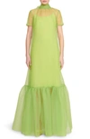 Staud Calluna Ruffle Hem Dress In Kiwi