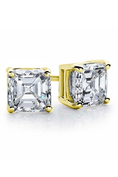 SUZY LEVIAN SUZY LEVIAN 14K GOLD PLATED ASSCHER-CUT WHITE CZ STUD EARRINGS