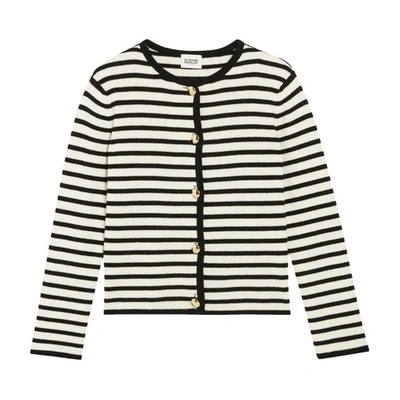 Claudie Pierlot Striped Ribbed-knit Cardigan In Divers