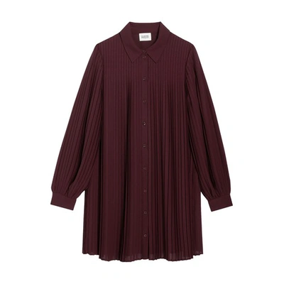 Claudie Pierlot Womens Rouges Radia Pleated Woven Mini Dress In Bordeaux