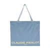 Claudie Pierlot Logo-print Oversized Recycled Cotton-blend Tote Bag In Blau