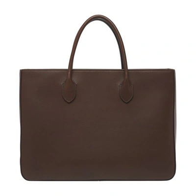 The Row Day Luxe Tote Bag In Deep_brown_pld