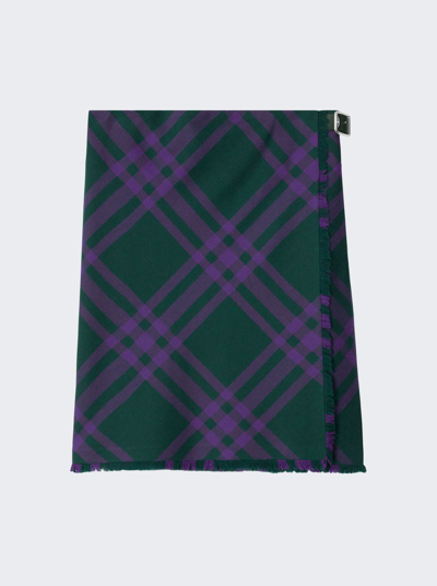 Burberry Check Print Kilt With Belted Detail In Royal
