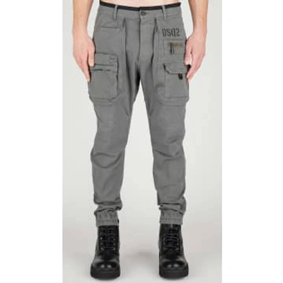 Dsquared2 Logo-print Cotton Cargo Trousers In Grey