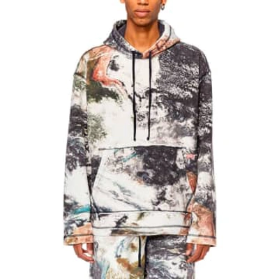 Diesel Oversized Faded Hoodie With Planet Print In Multicolor