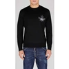 Dsquared2 D2 Leaf Black Sweater With Jacquard Logo At The Front In Wool Man