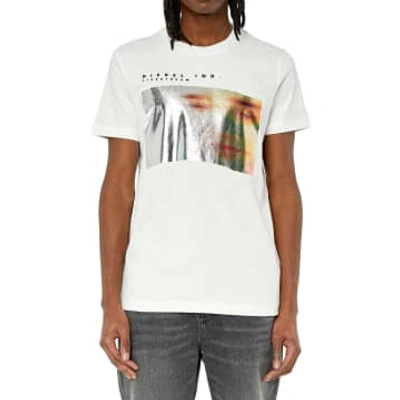 Diesel T-shirt With Metallic Blurry-face Print In White