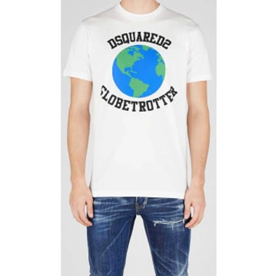 Dsquared2 T -shirt With Globetrtter In White