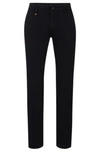 Hugo Boss Slim-fit Trousers In Stretch-cotton Satin In Black