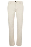 Hugo Boss Slim-fit Trousers In Stretch-cotton Satin In White