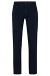 Hugo Boss Slim-fit Trousers In Stretch-cotton Satin In Dark Blue