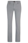 Hugo Boss Slim-fit Trousers In Stretch-cotton Satin In Silver