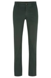 Hugo Boss Slim-fit Trousers In A Cotton Blend With Stretch In Dark Green
