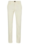 Hugo Boss Slim-fit Trousers In Stretch-cotton Satin In Light Beige