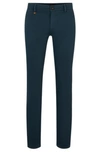 Hugo Boss Slim-fit Trousers In Stretch-cotton Satin In Light Green