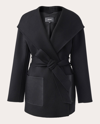 Mackage Leather-pockets Wool Hooded Coat In Black